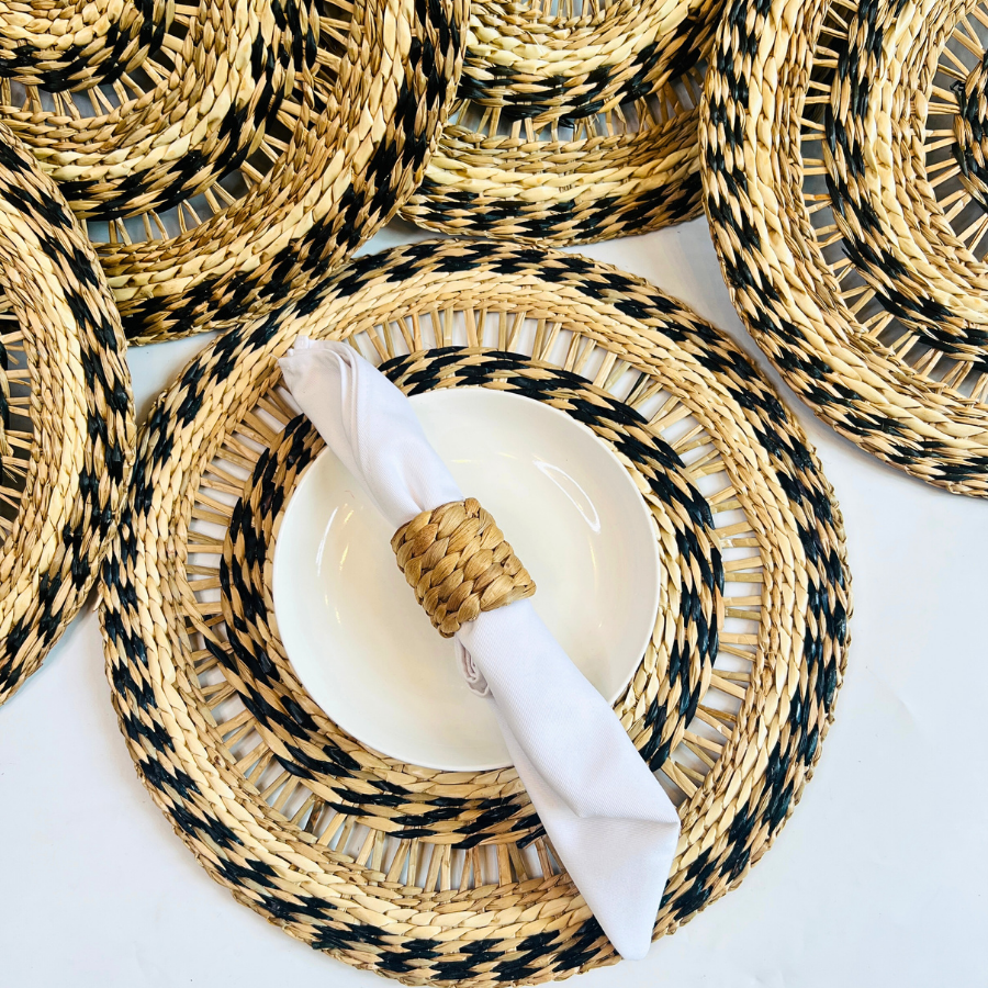 Set 6 Handwoven Natural Seagrass Placemats 14 inch Eco-Friendly Home, Kitchen Decor