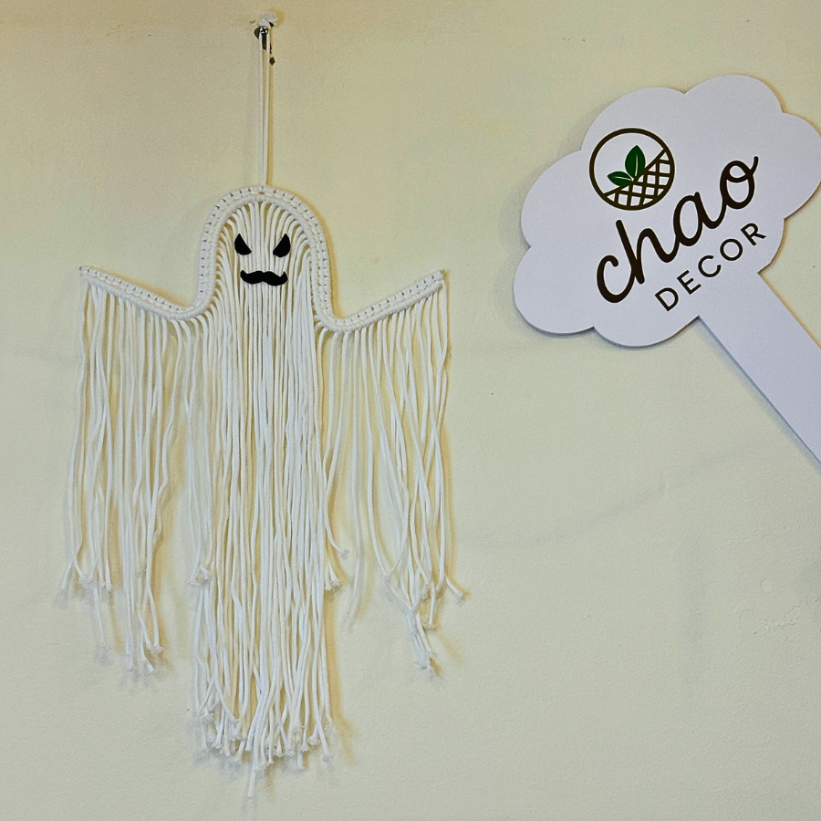 Handmade Macrame Ghost Decor Spooky Boho Halloween Wall Art