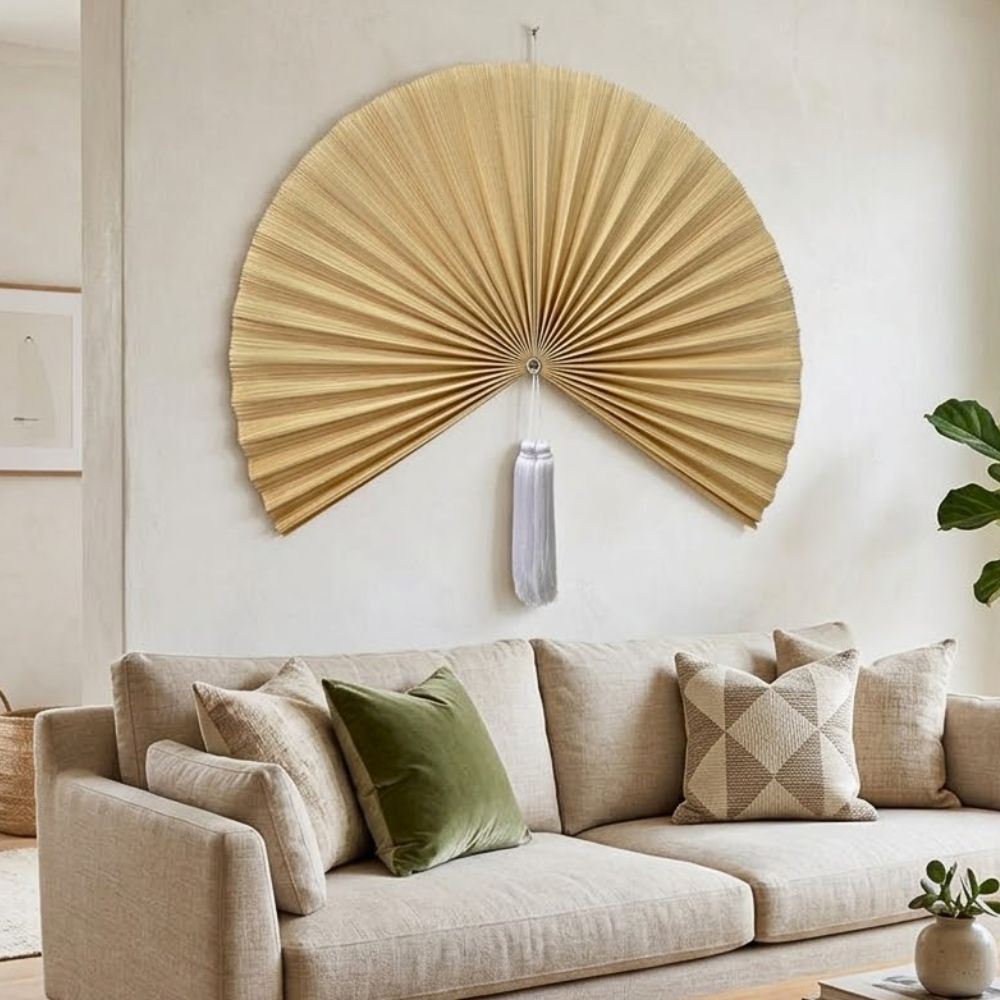 Large Handmade Bamboo Wall Fan – Natural Wall Decor for Modern Homes