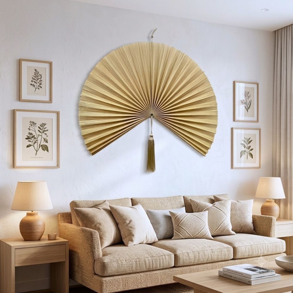 Large Woven Bamboo Wall Fan – Eco-Friendly Boho Home Decoration