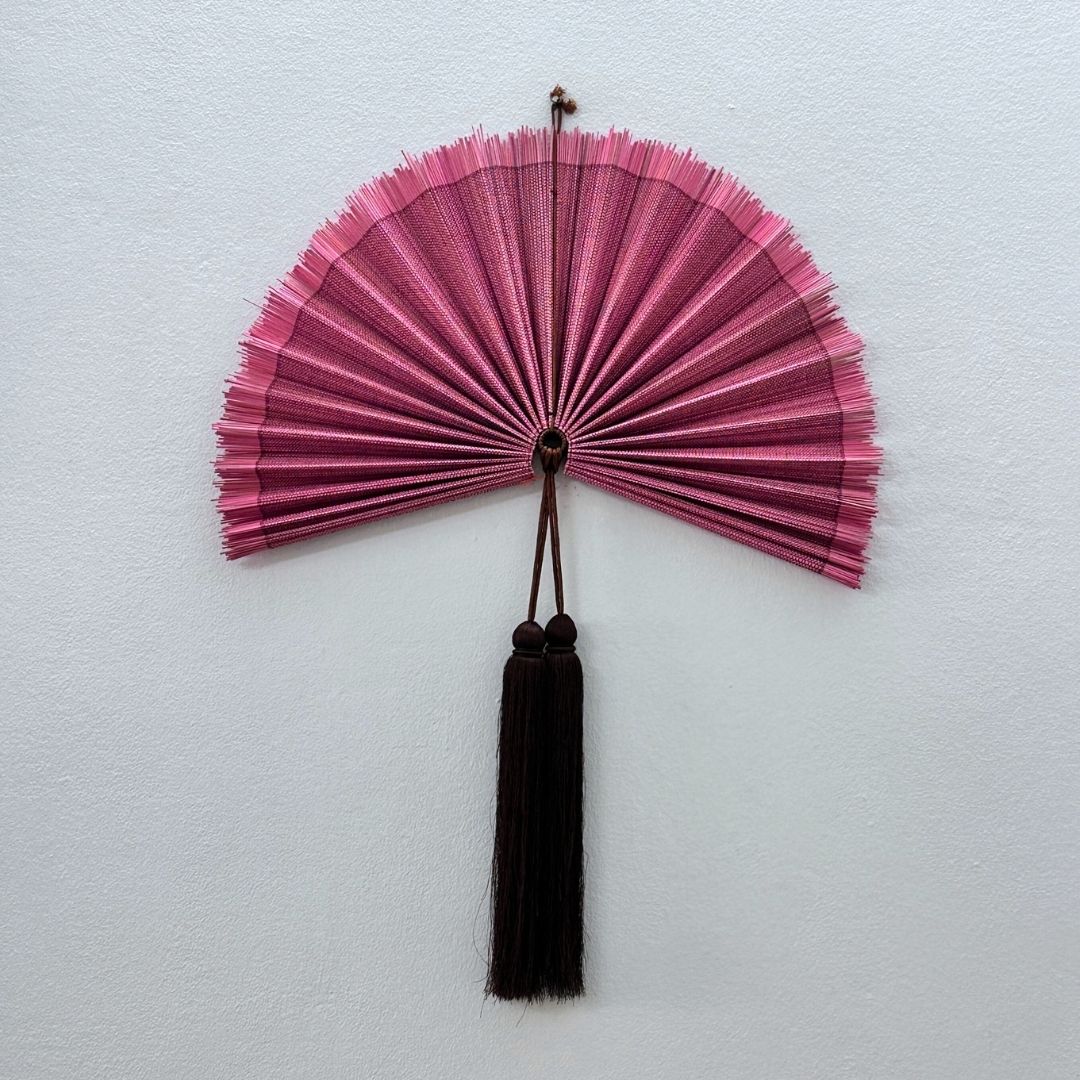 Bamboo Wall Fan 20" Handmade – Boho Decor with Tassel, Woven Wall Hanging Gift
