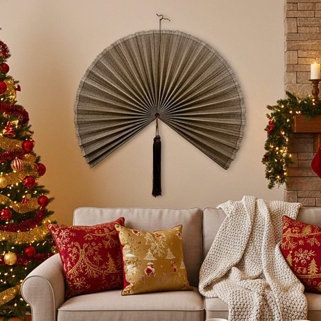 Chestnut Brown Bamboo Fan Birthday Gift Wall Hanging Fan