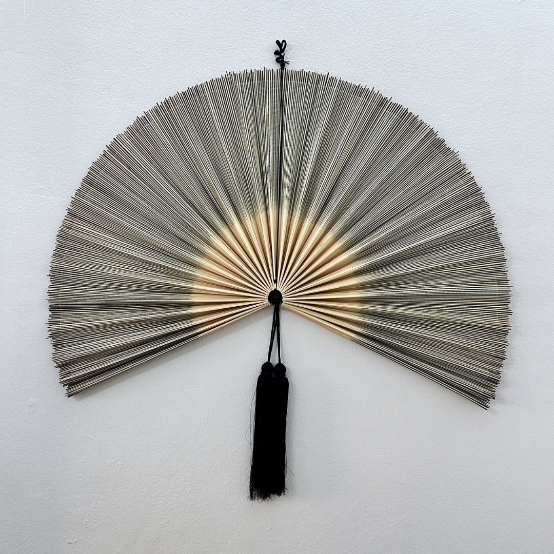 Large Handcrafted Bamboo Fan Wall Decor, Japandi Boho Wall Hanging for Bedroom & Living Room