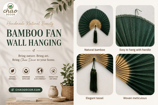 Handcrafted Bamboo Fan Wall Hanging from Vietnam for Natural Home Styling