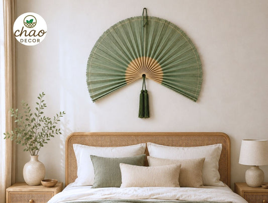 Large Bamboo Fan Wall Hanging Ideas for Living Room & Bedroom