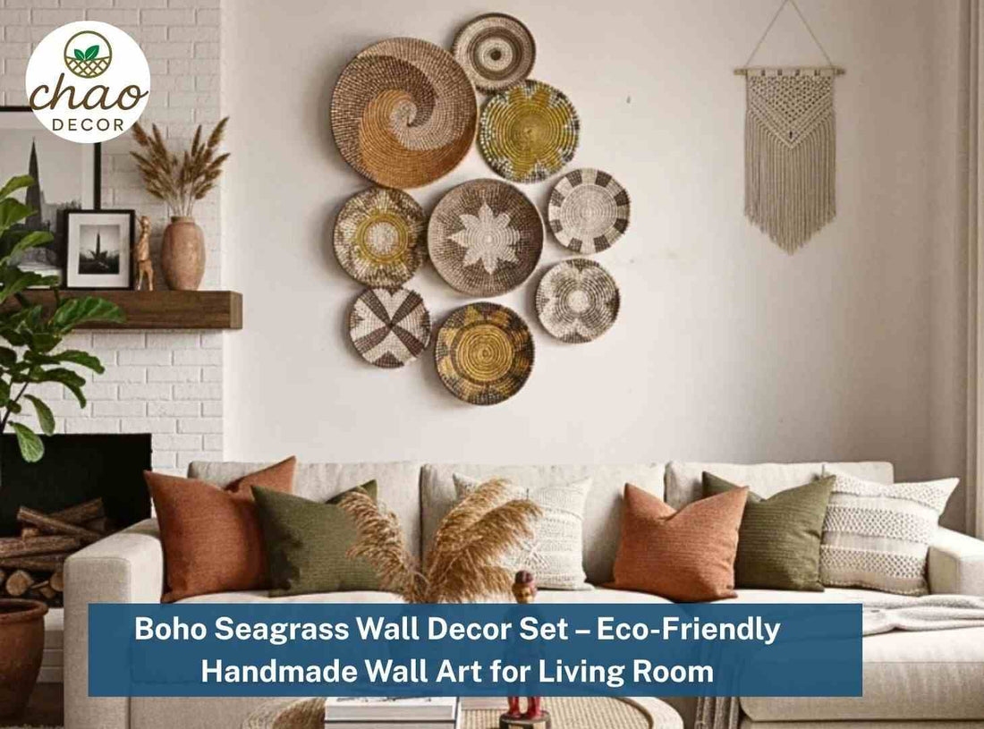 Boho Seagrass Wall Decor Set – Eco-Friendly Handmade Wall Art for Living Room