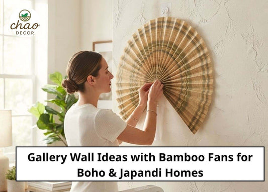 Gallery Wall Ideas with Bamboo Fans for Boho & Japandi Homes