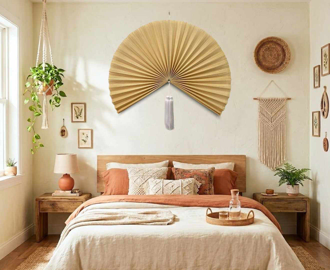 Handcrafted Oversized Bamboo Wall Fan – Elegant Natural Wall Art