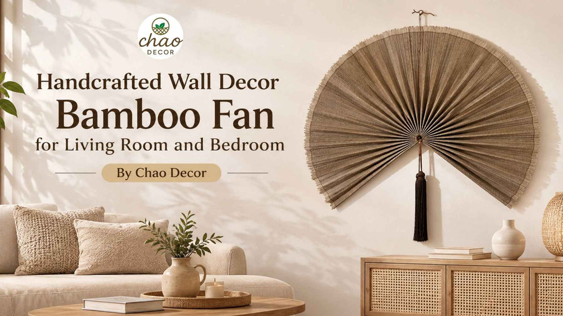 Handcrafted Wall Decor Bamboo Fan for Living Room and Bedroom By Chao Decor