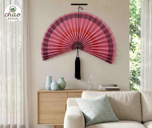 Large Bamboo Fan Wall Decor – Handmade Natural Bamboo Wall Art for Boho Interiors