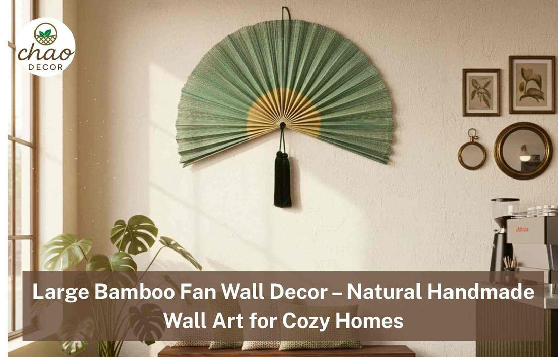Large Bamboo Fan Wall Decor – Natural Handmade Wall Art for Cozy Homes