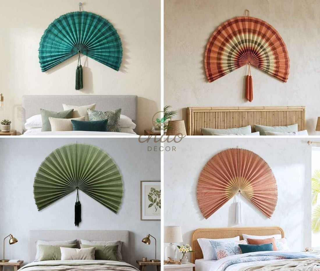 Large Bamboo Wall Fan Headboard: Elevate Your Bedroom with Handmade Natural Decor