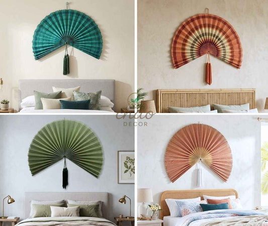 Large Bamboo Wall Fan Headboard: Elevate Your Bedroom with Handmade Natural Decor