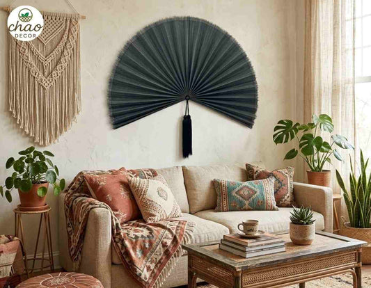 Large Bamboo Wall Fan Wall Decor – Sustainable Handmade Art for Home, Cafe & Resort Design