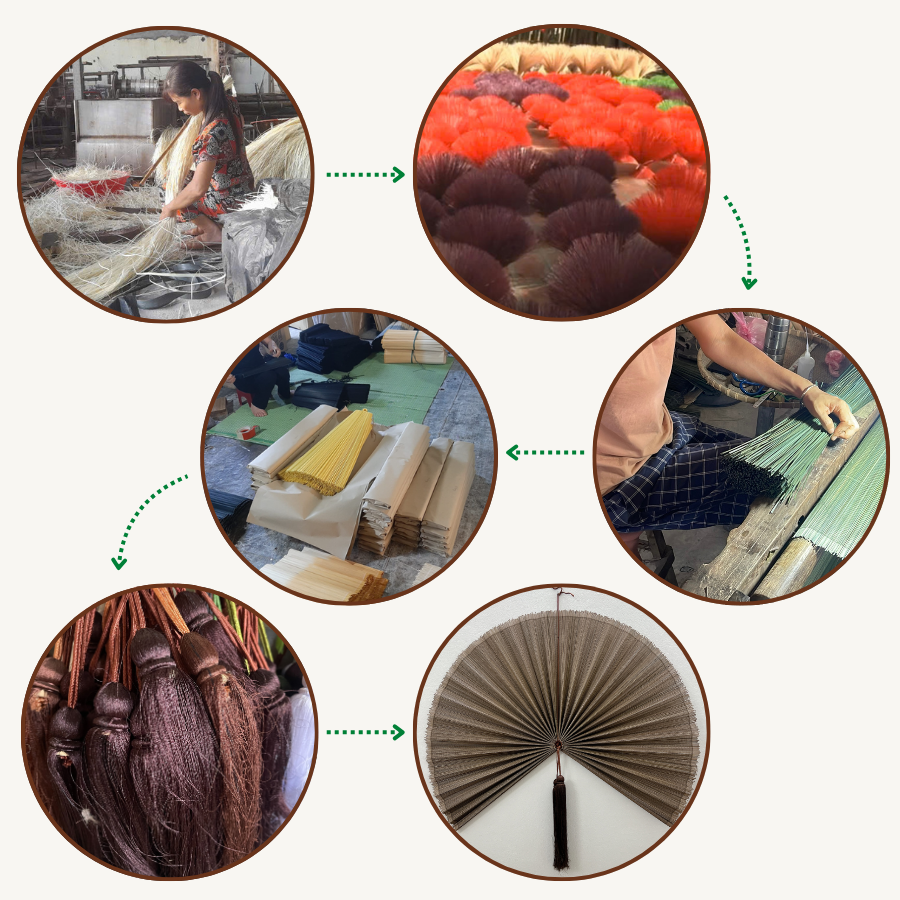 Handmade Bamboo Wall Fan Set – Chestnut Brown Wabi Sabi & Japandi Wall Decor for Headboard, Artisan Gift