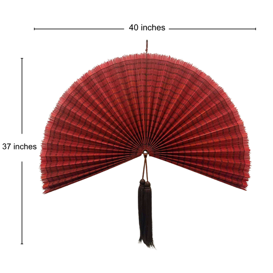 Red Wine Bamboo Wall Fan Decor From Vietnamese Craftmen