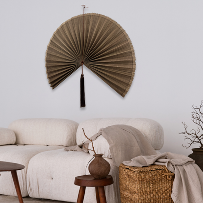 Chestnut Brown Bamboo Fan Birthday Gift Wall Hanging Fan