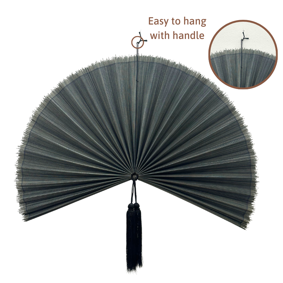 Smoky Grey Bamboo Wall Fan, Handmade Bamboo Fan Headboard Handmade Birthday Gift