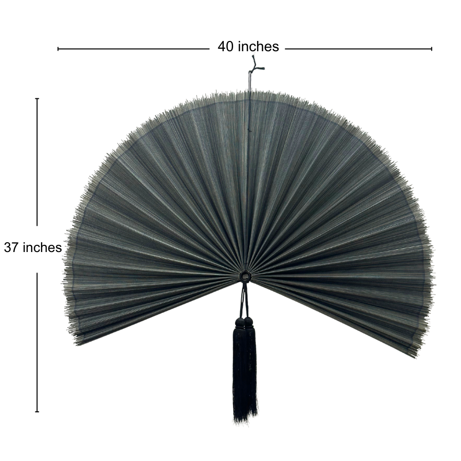 Smoky Grey Bamboo Wall Fan, Handmade Bamboo Fan Headboard Handmade Birthday Gift