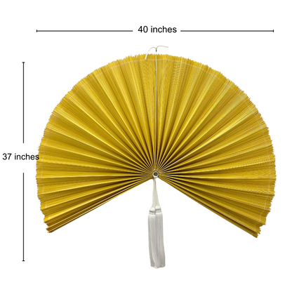Handwoven Bamboo Wall Fan (40in) Golden Yellow Boho Holiday Decor