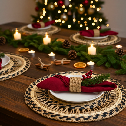 Set 6 Handwoven Natural Seagrass Placemats 14 inch Eco-Friendly Home, Kitchen Decor