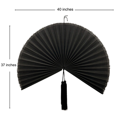 Black Bamboo Wall Fan Decor, Gothic Boho Halloween Wall Art, Dark Bohemian Home Decor & Statement Accent
