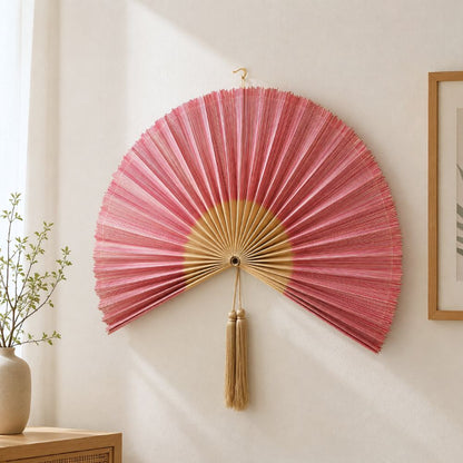 Large Bamboo Fan Wall Hanging Headboard For Gift And Decoration