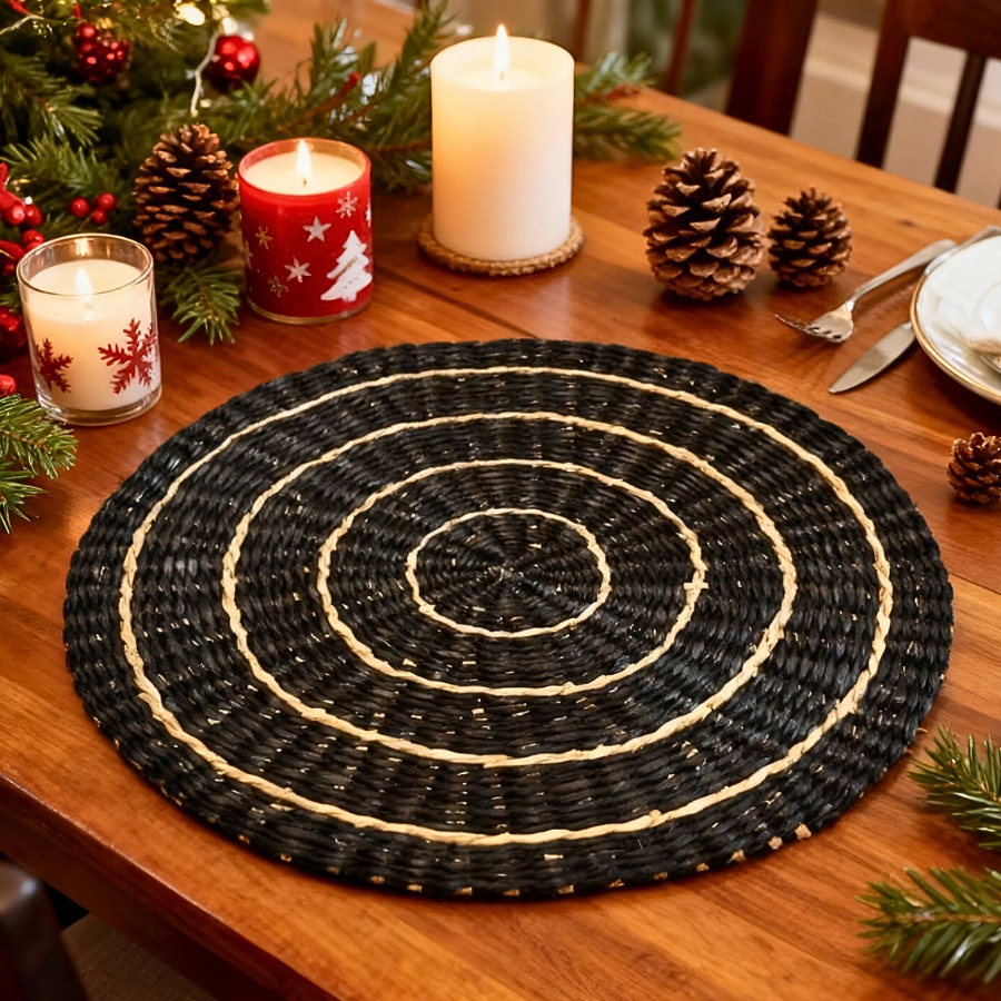Handwoven Seagrass Placemat  Boho And Holiday Table Decor