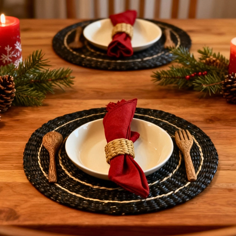 Handwoven Seagrass Placemat  Boho And Holiday Table Decor