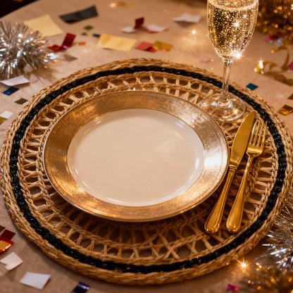 Set of 6 Handwoven Seagrass Placemat: Boho Table Decor, 14-inch