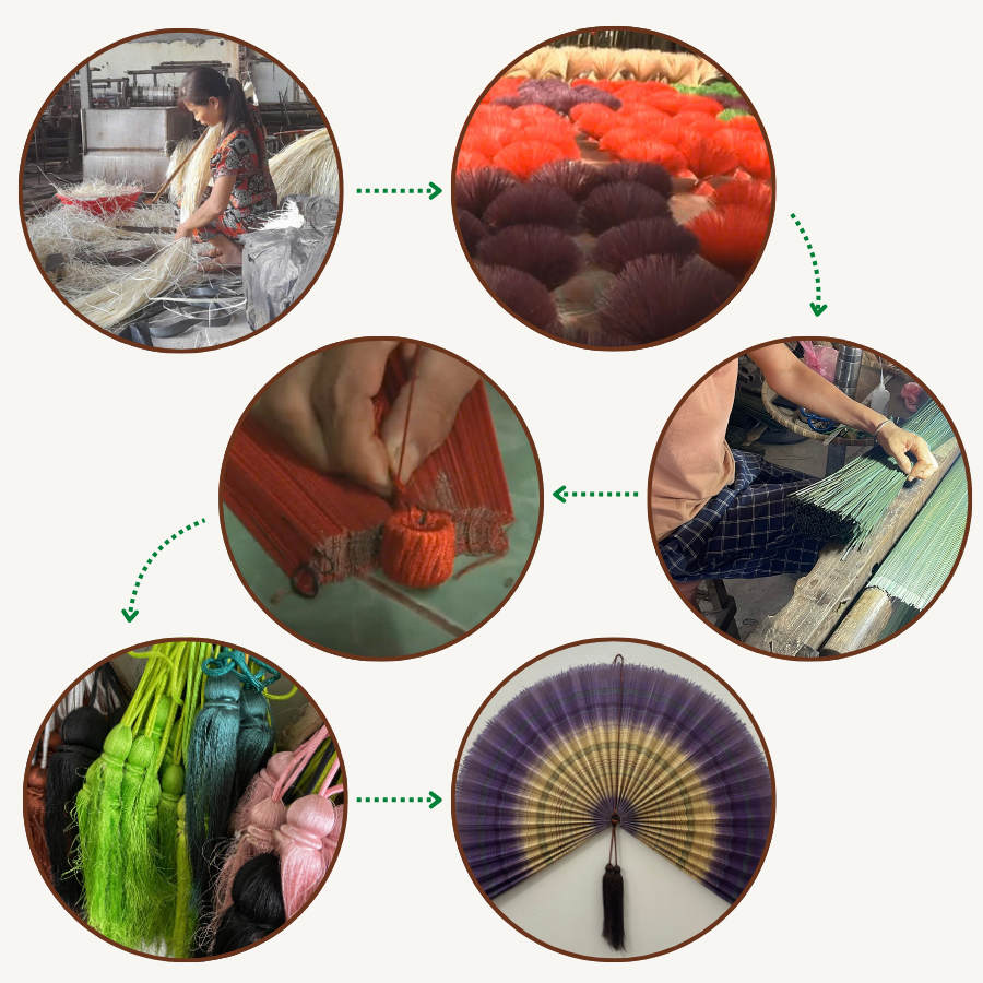 Large Lavender Bamboo Wall Fan (40 inch) Woven Decor & Handmade Gift