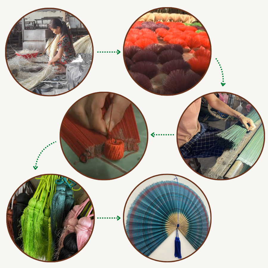 Handmade Ocean Blue Bamboo Wall Fan (40in) Coastal Boho Christmas Decor