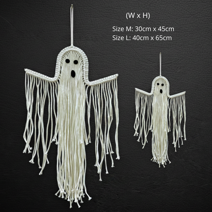 Handmade Macrame Ghost Wall Hanging - Boho Halloween Decor