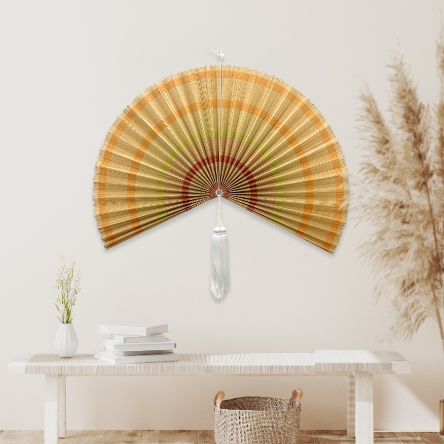 Boho Handmade Bamboo Wall Fan Woven Wall Art & New Year Gift