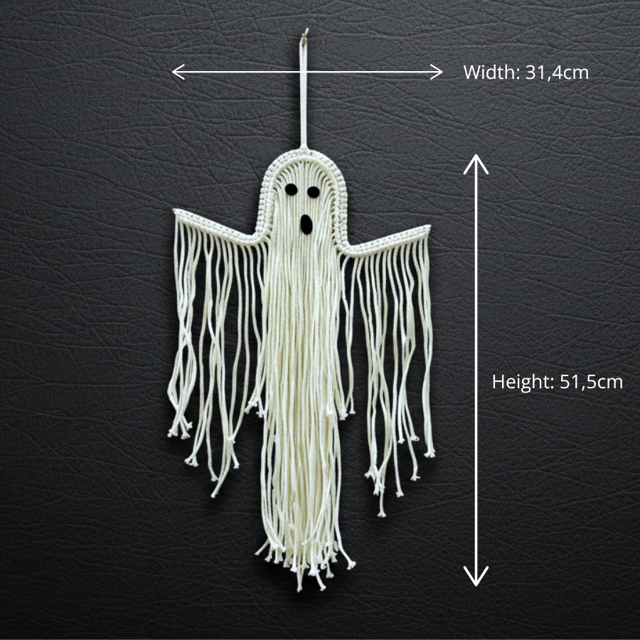 Handmade Macrame Ghost Wall Hanging - Boho Halloween Decor