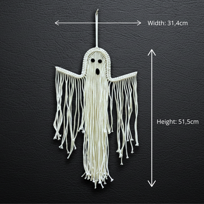 Handmade Macrame Ghost Wall Hanging - Boho Halloween Decor