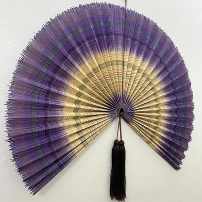 Large Lavender Bamboo Wall Fan (40 inch) Woven Decor & Handmade Gift