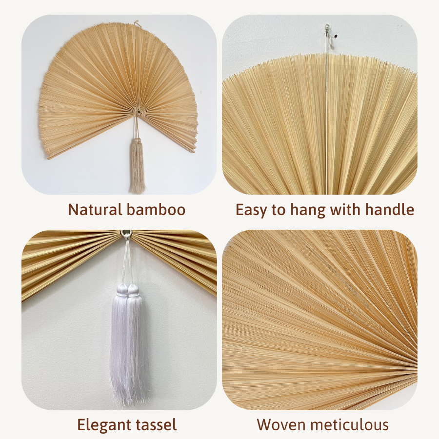 Large Woven Bamboo Wall Fan – Eco-Friendly Boho Home Decoration