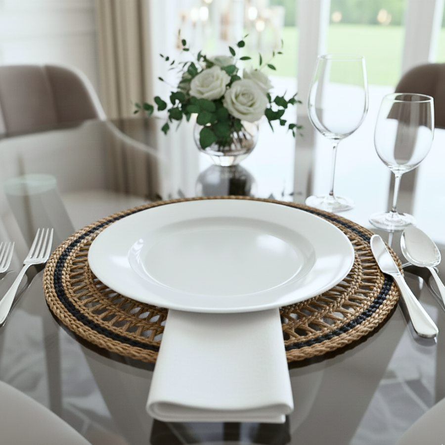 Set of 6 Handwoven Seagrass Placemat: Boho Table Decor, 14-inch