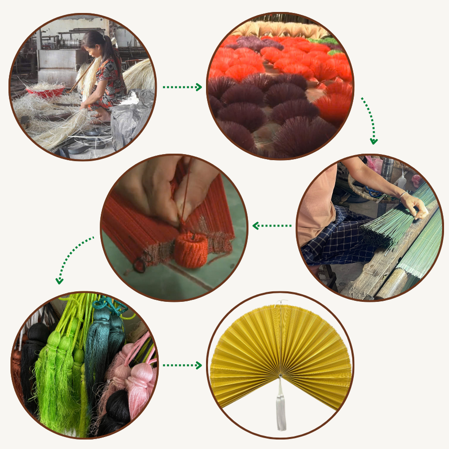 Handwoven Bamboo Wall Fan (40in) Golden Yellow Boho Holiday Decor