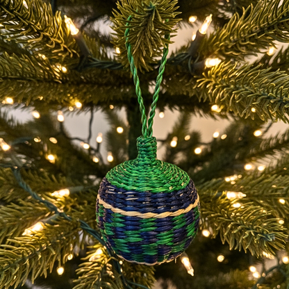 Woven Christmas Tree Ornaments Natural Fiber Handmade Holiday Decor
