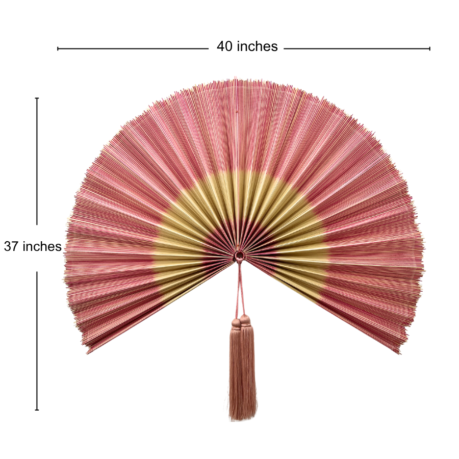 Natural Pink Handwoven Bamboo Wall Fan Boho Headboard Art & Christmas Decor