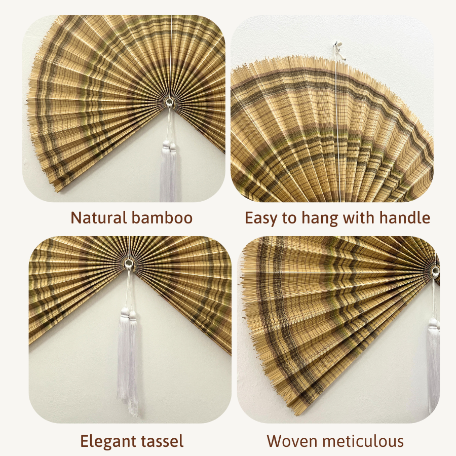 Handmade Bamboo Wall Fan Boho Headboard Art, Christmas Decor,  New Year Gift