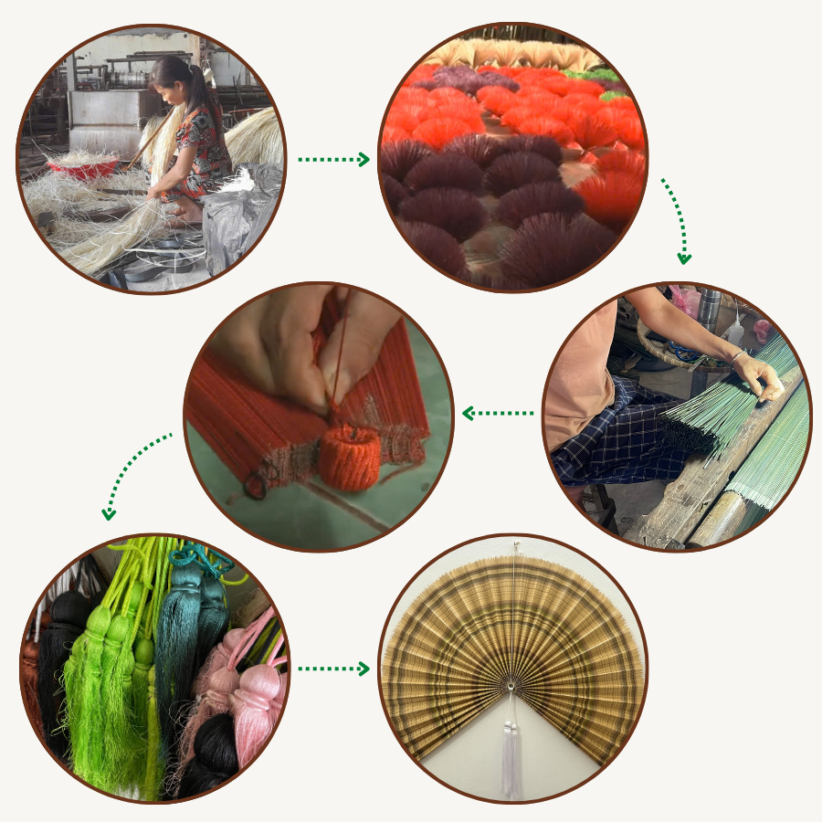 Handmade Bamboo Wall Fan Boho Headboard Art, Christmas Decor,  New Year Gift