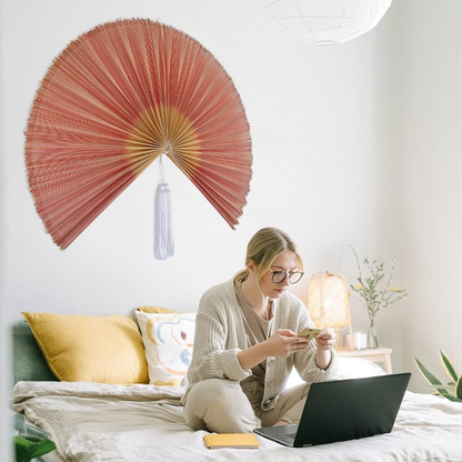 Large Bamboo Fan Wall Hanging Headboard For Gift And Decoration