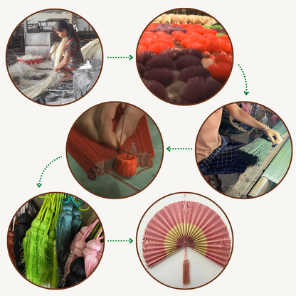 Natural Pink Handwoven Bamboo Wall Fan Boho Headboard Art & Christmas Decor