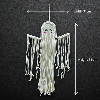 Handmade Macrame Ghost Wall Hanging - Boho Gothic Halloween Decor