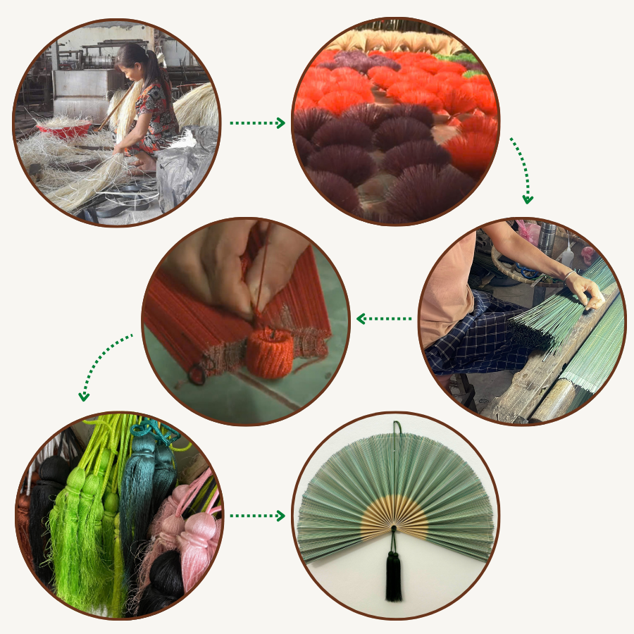 Green Handwoven Bamboo Wall Fan Boho Headboard Art & Christmas Gift