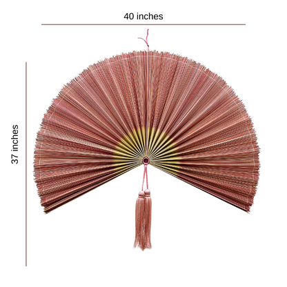 Pink Mix Handwoven Bamboo Fan Large Boho Wall Decor Gift