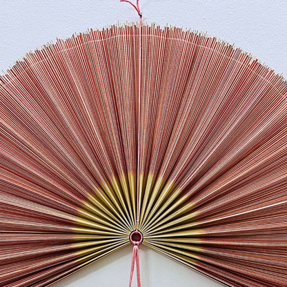 Pink Mix Handwoven Bamboo Fan Large Boho Wall Decor Gift